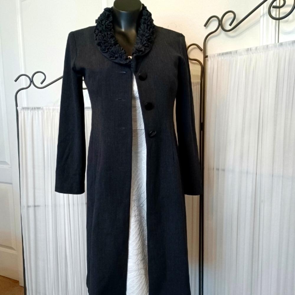 Maxi Coat, Ruffled Neck!